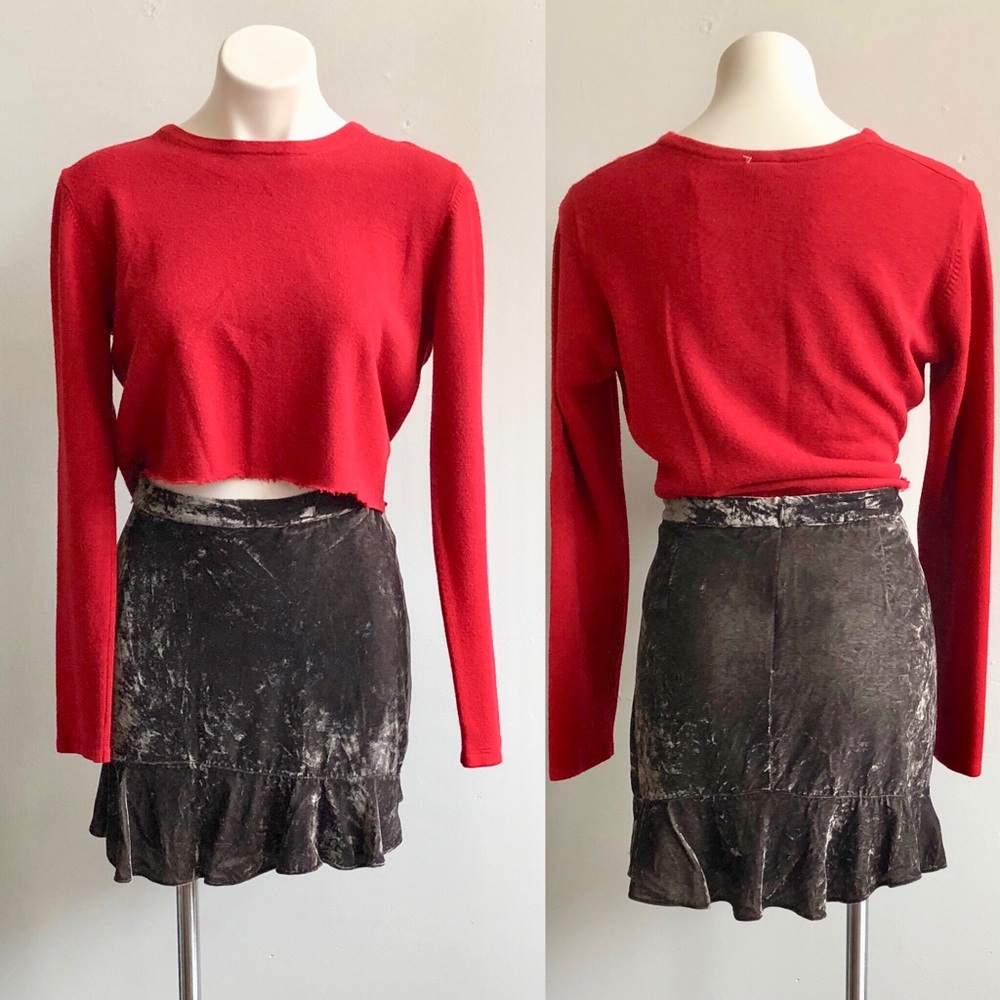 Madewell Gray Velvet Skirt